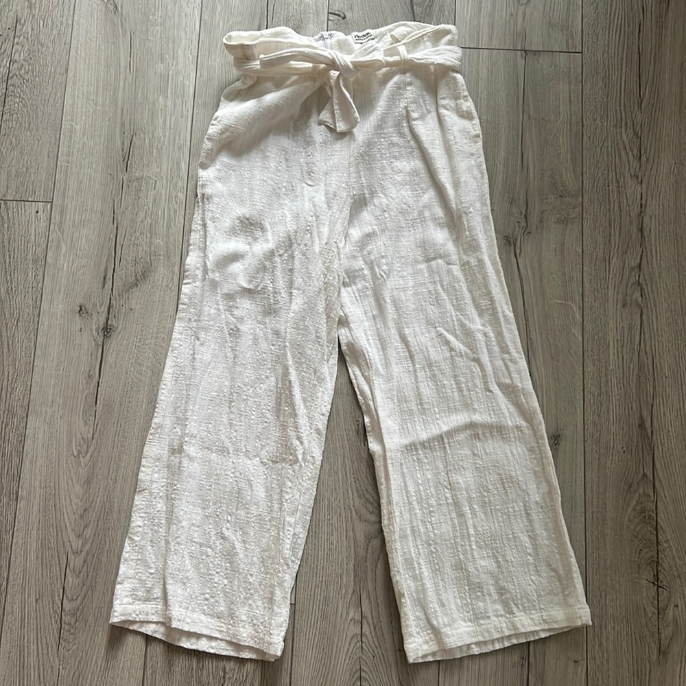 Lulus White Linen Pant with Bow